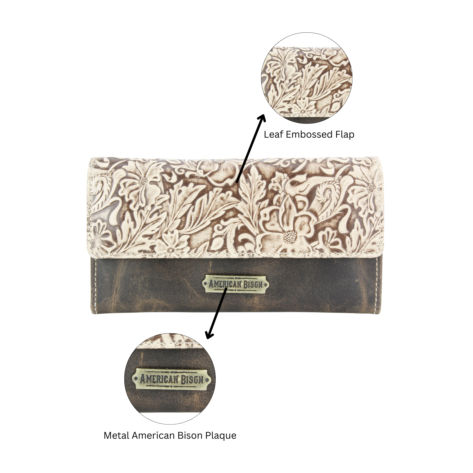 Brown Leather Leaf Clutch