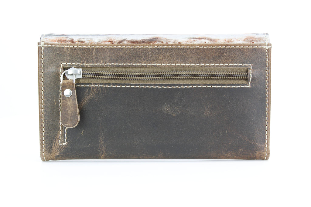 Brown Leather Silver Aztec Clutch