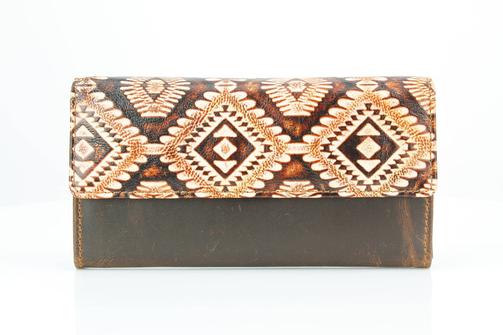 Rustic Tan Aztec Leather Wallet