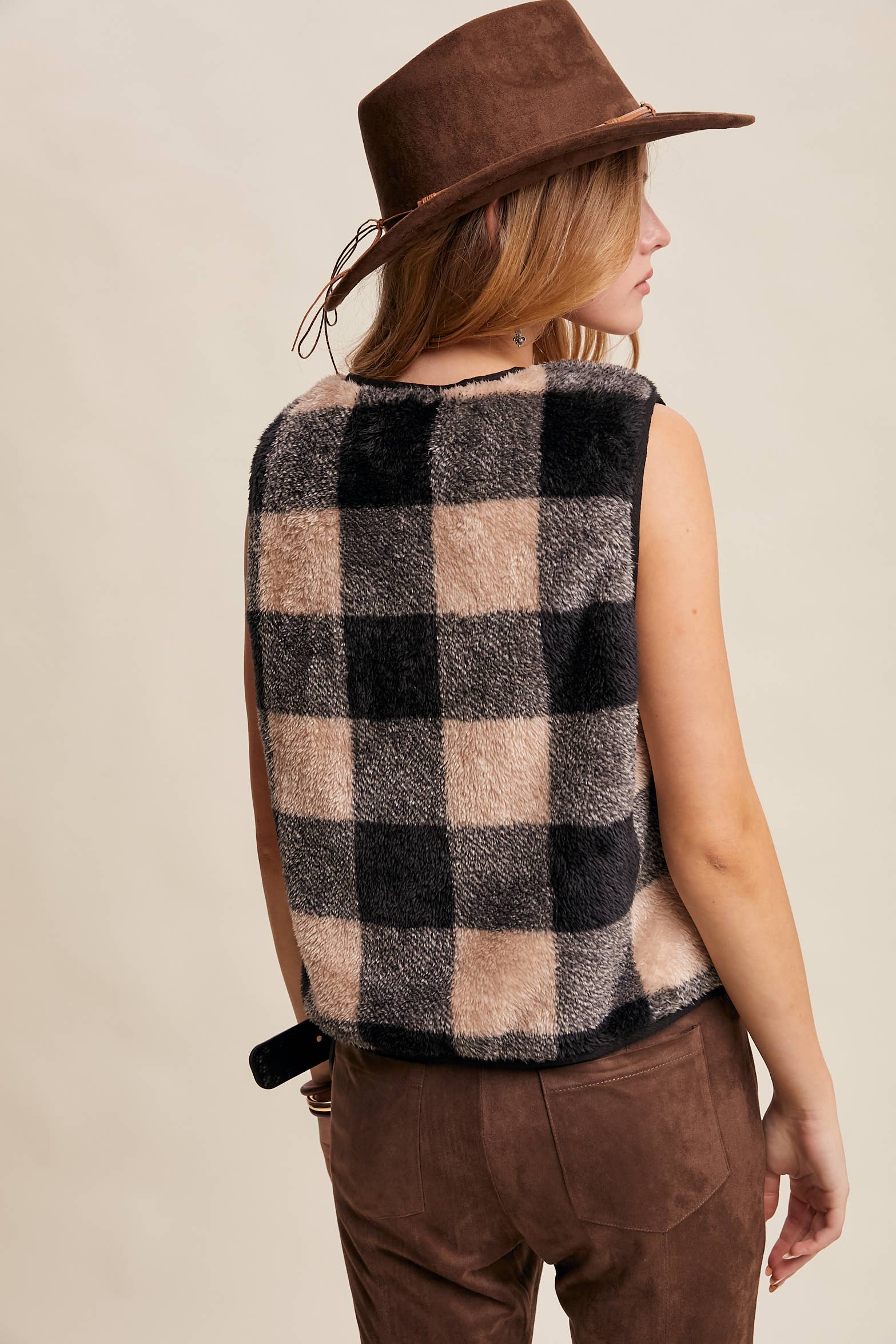 Reversible Tie-Front Fuzzy Vest