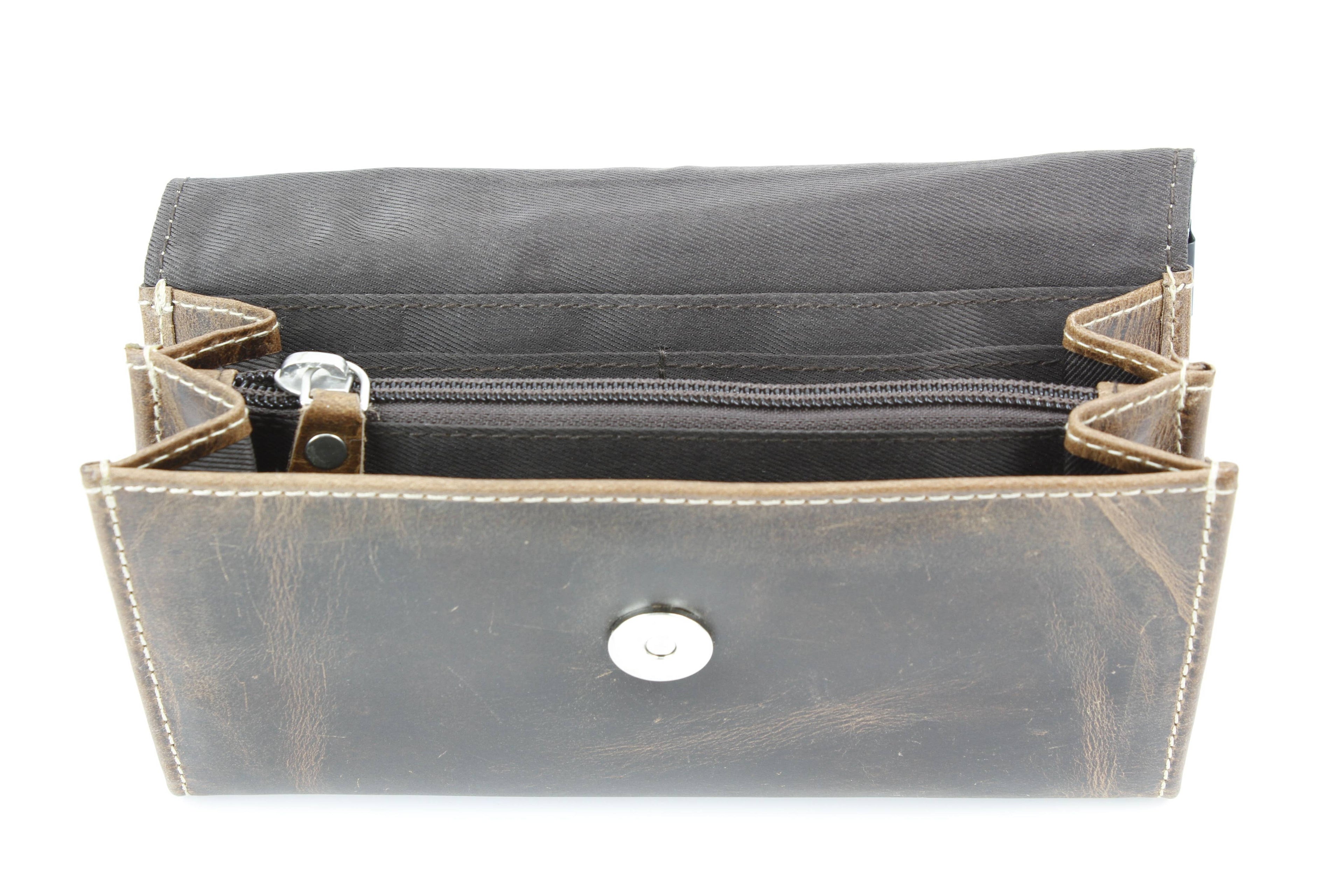 Brown Leather Silver Aztec Clutch