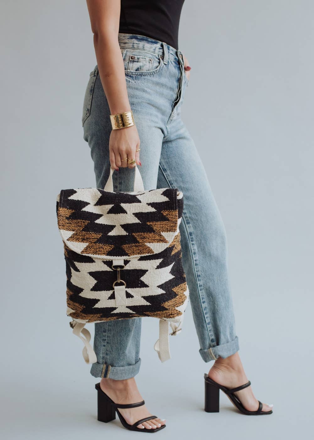 Black, White & Brown Aztec Backpack