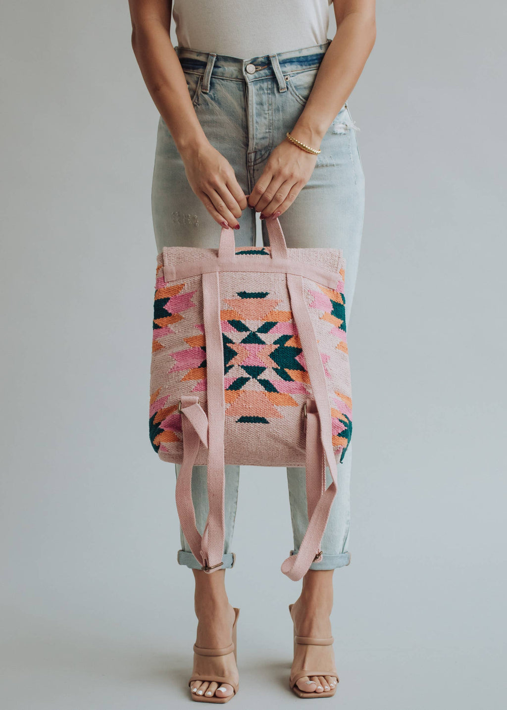 Pink, Teal & Orange Aztec Backpack