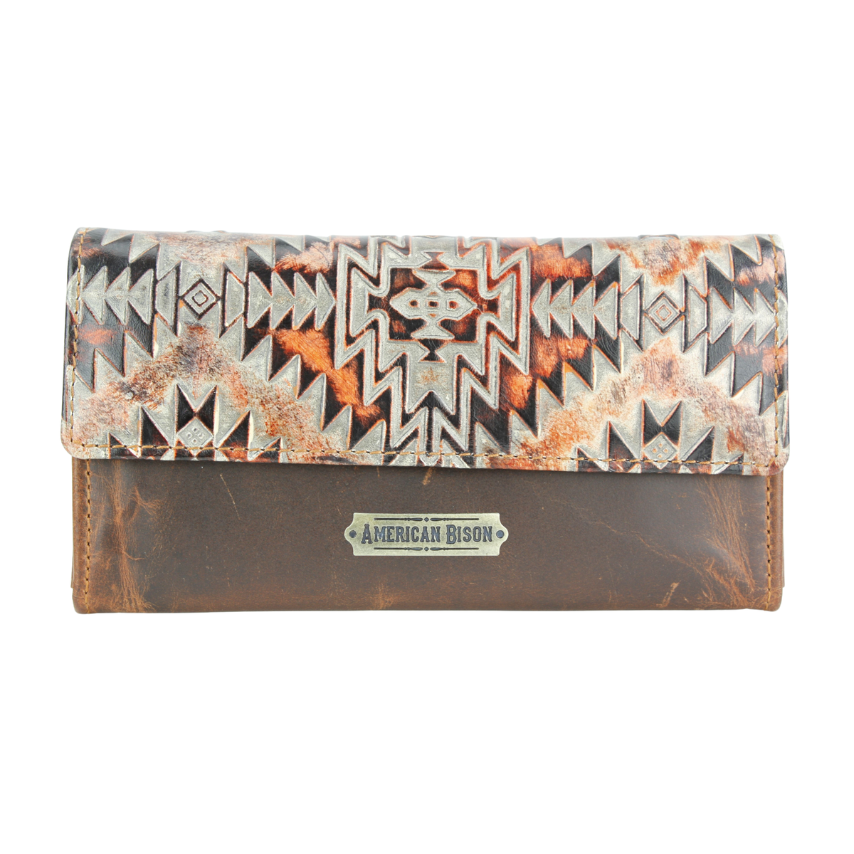 Rustic Brown Orange Aztec Clutch