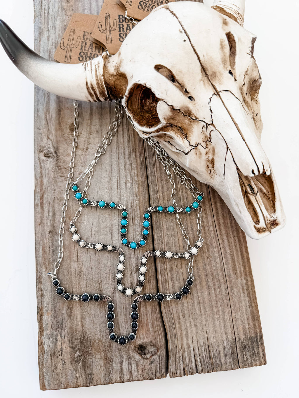 Western SteerHead Stone Necklace