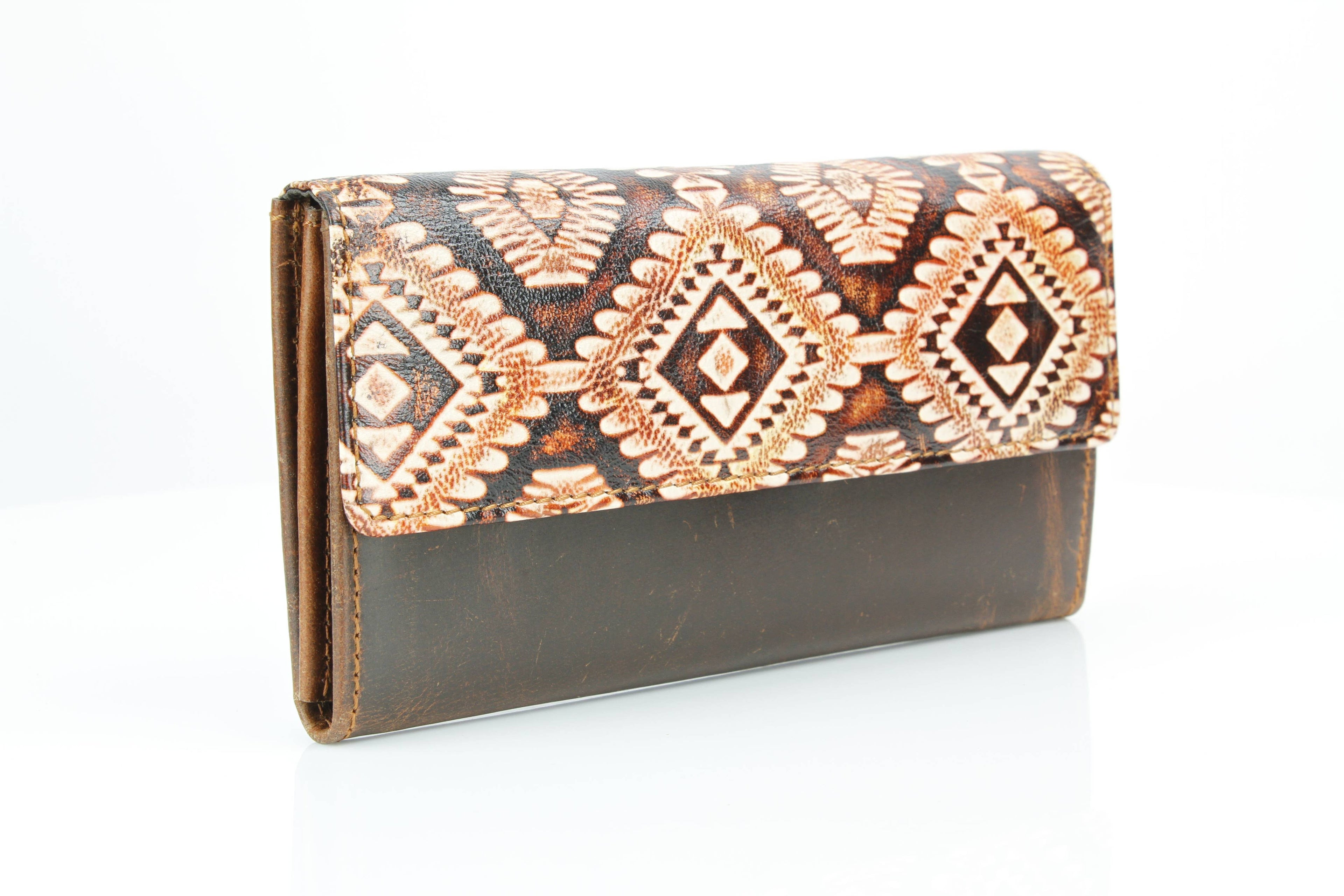 Rustic Tan Aztec Leather Wallet