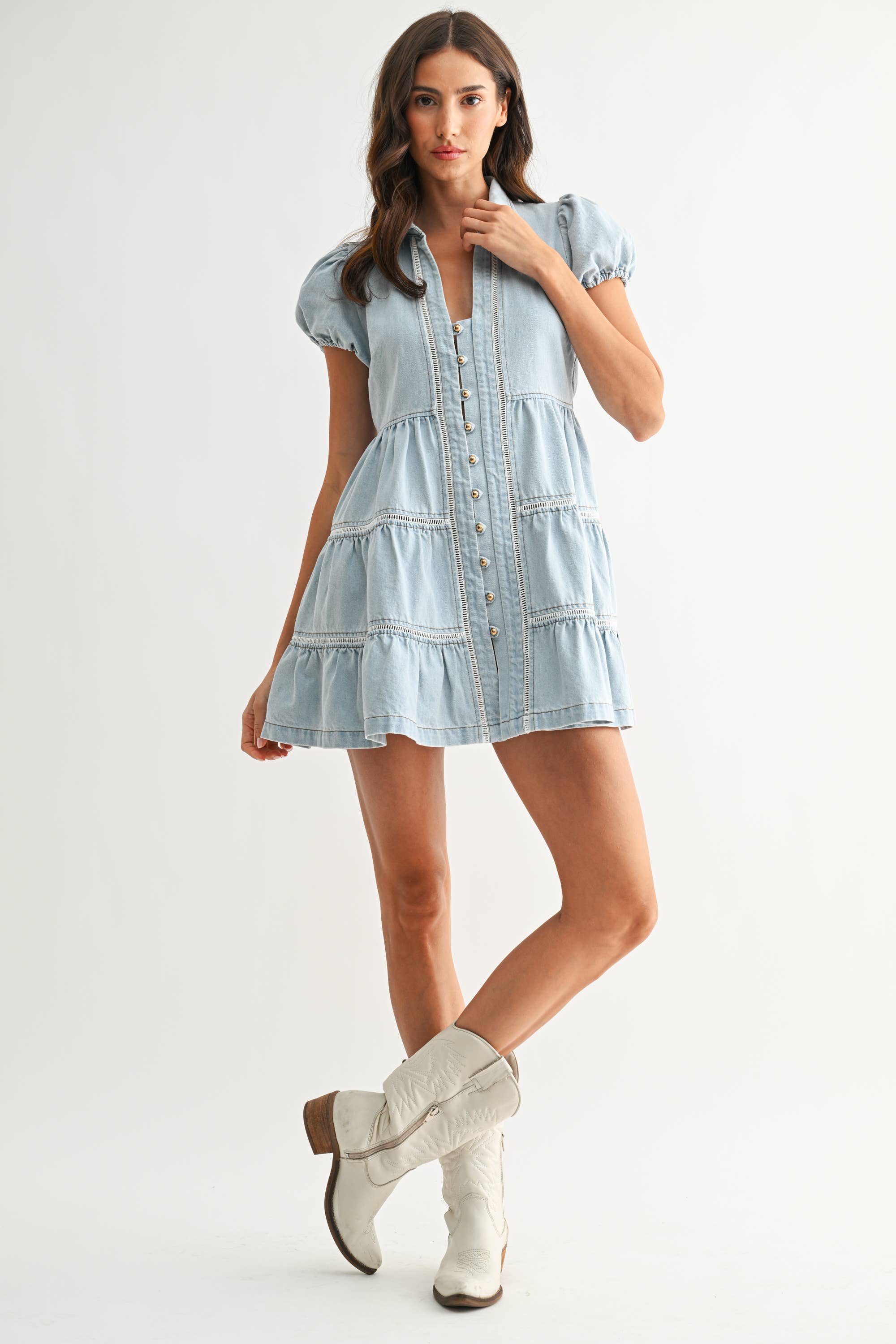 Denim Flutter Dress