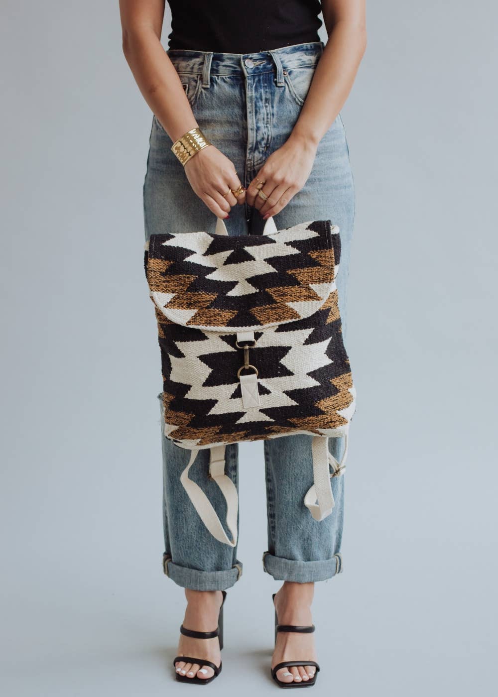 Black, White & Brown Aztec Backpack