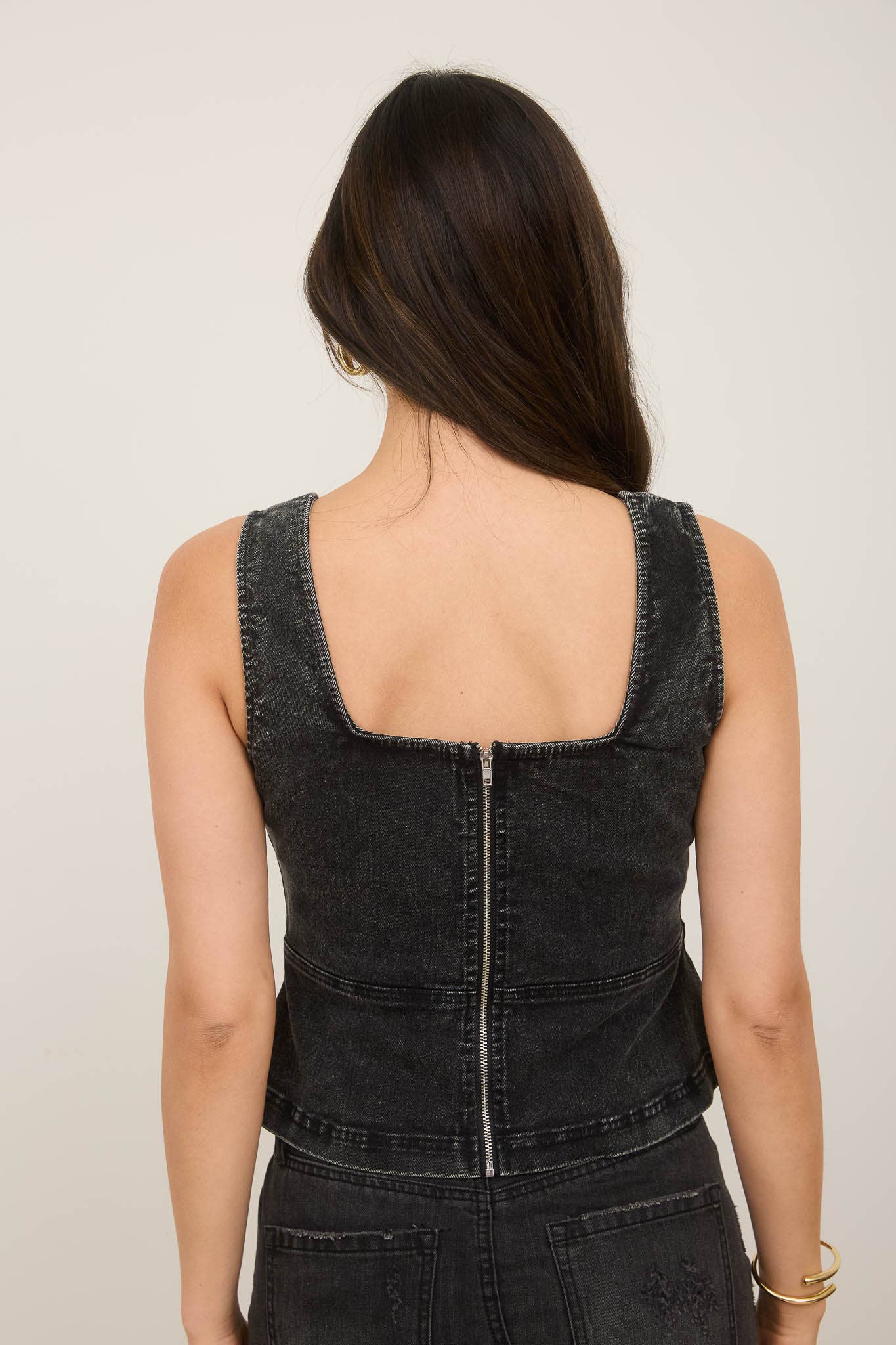 Lace-up Denim Top