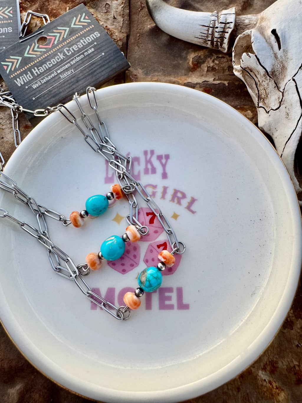 Turquoise Spiny Oyster Choker Navajo Pearl