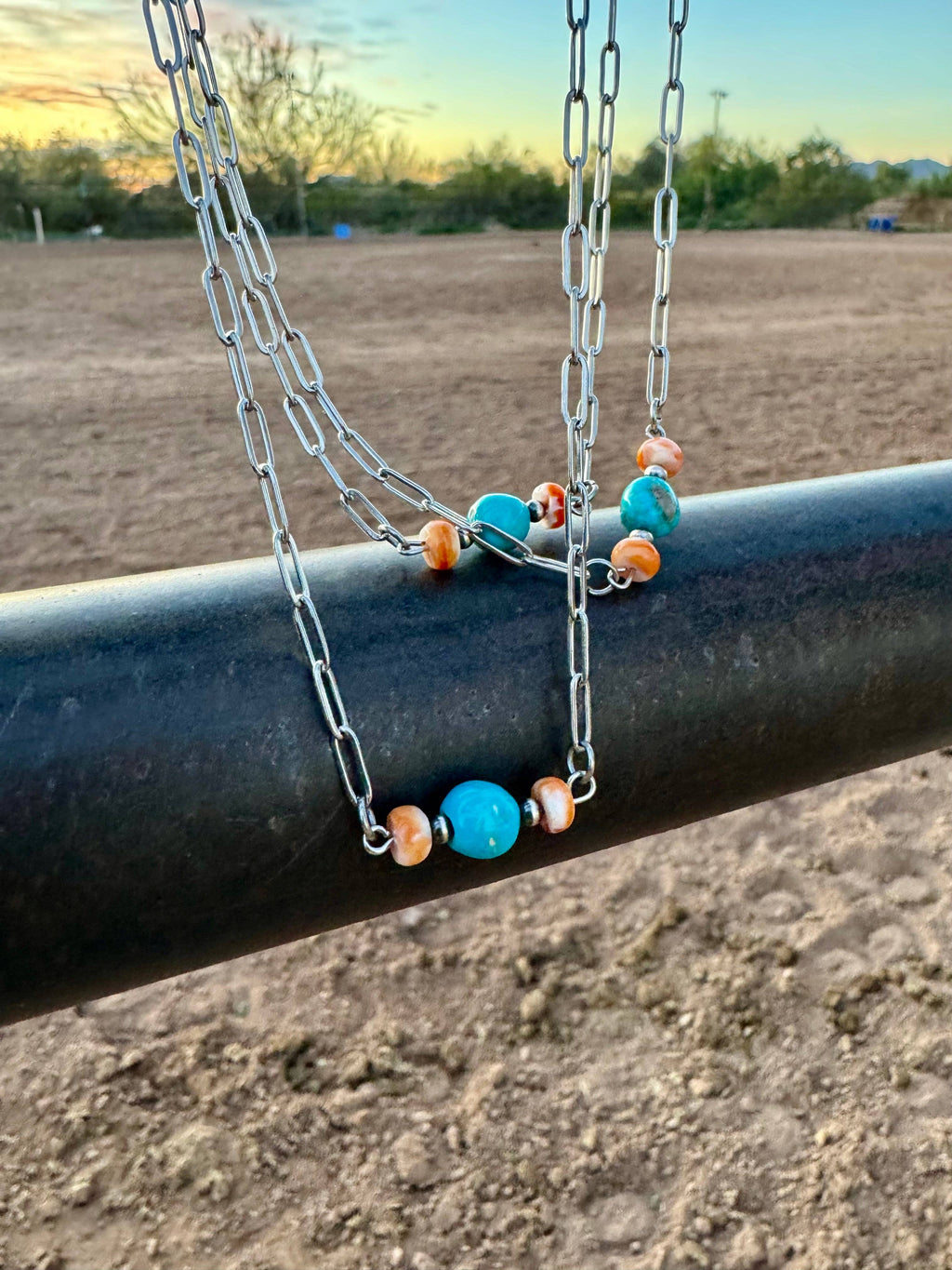 Turquoise Spiny Oyster Choker Navajo Pearl