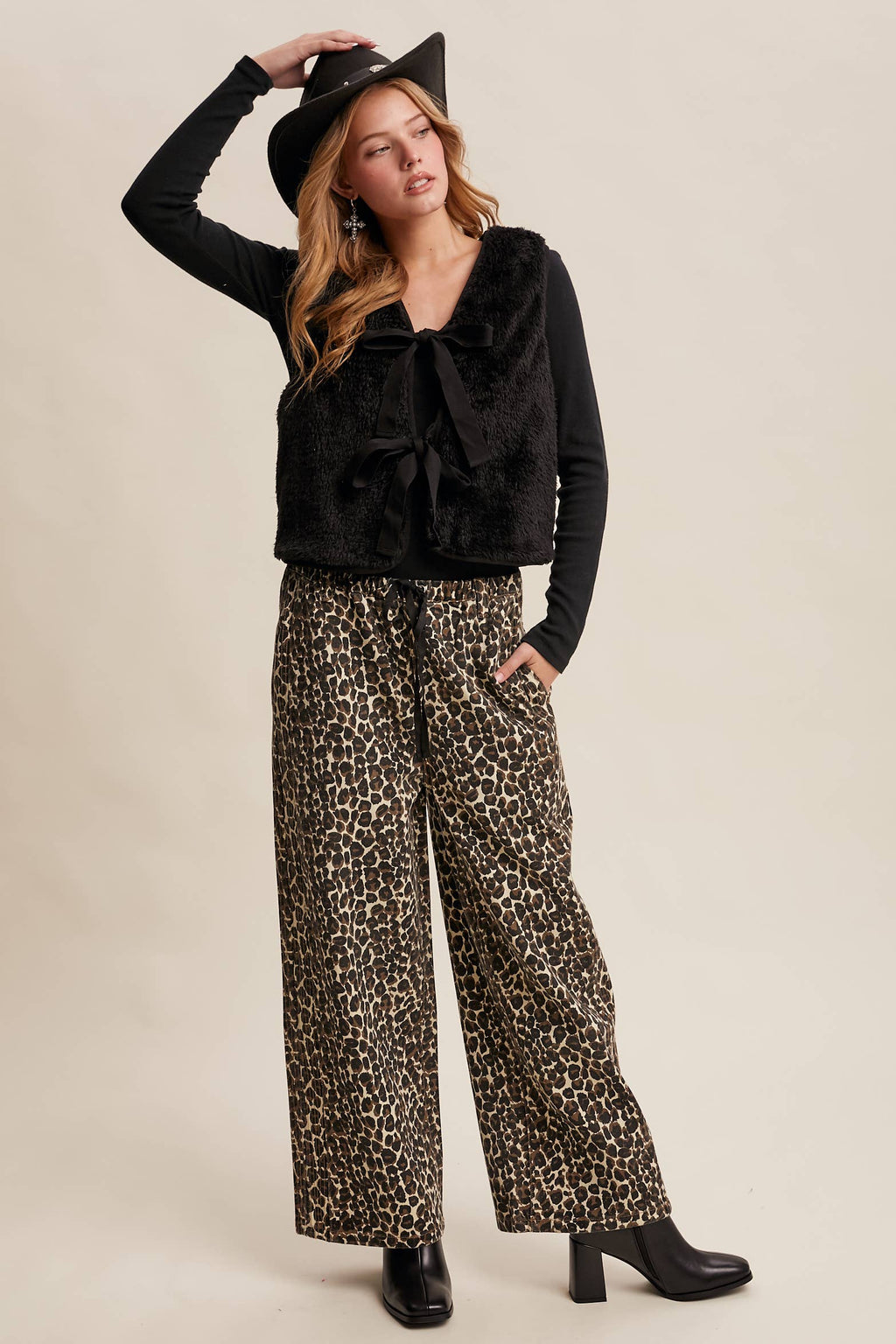 Reversible Tie-Front Fuzzy Vest