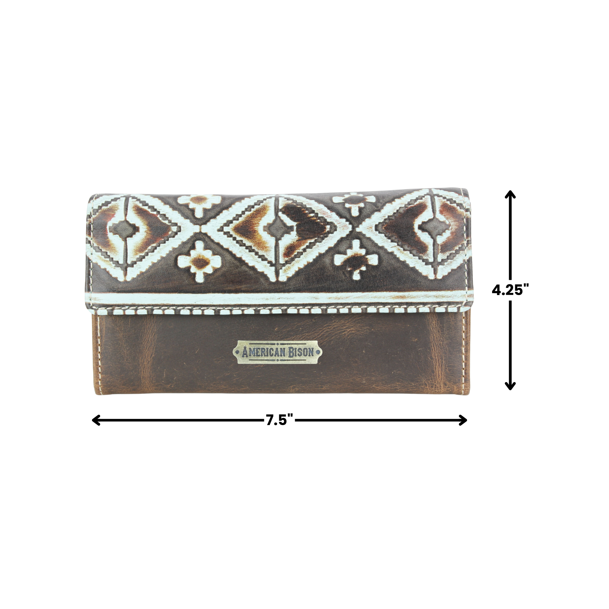 Brown Leather Aztec Clutch
