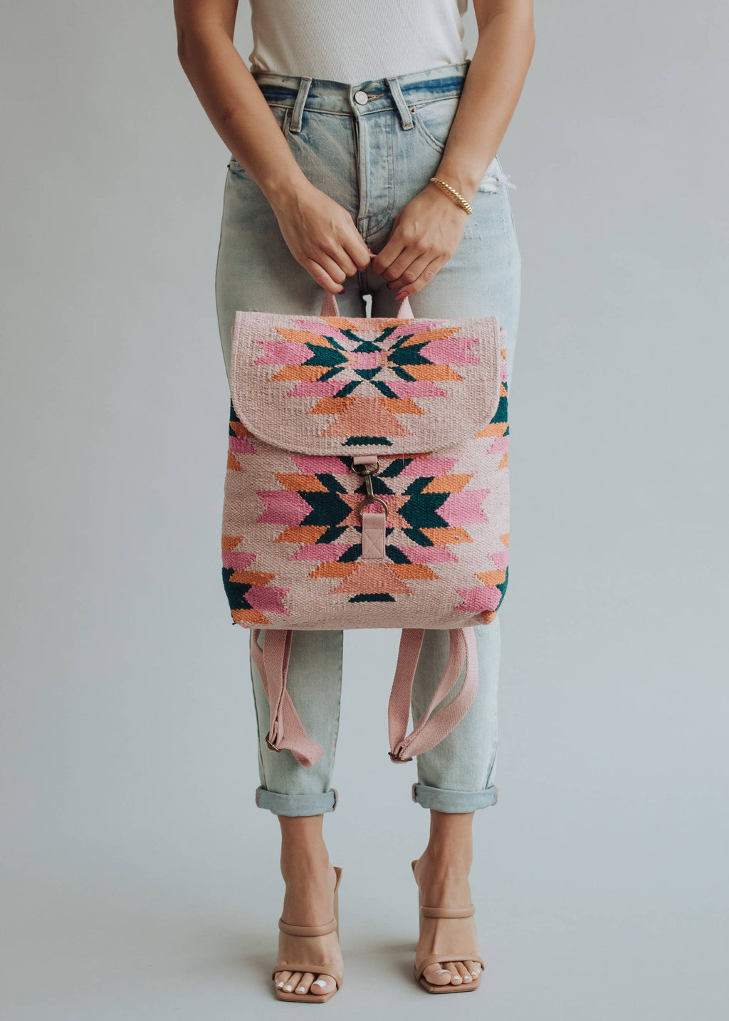 Pink, Teal & Orange Aztec Backpack