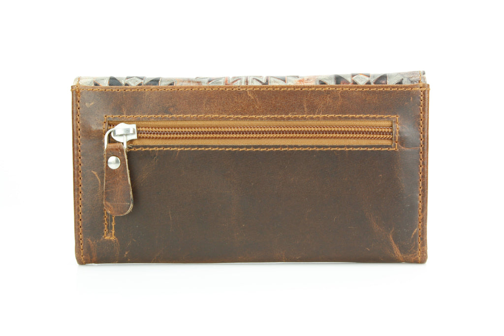 Rustic Brown Orange Aztec Clutch