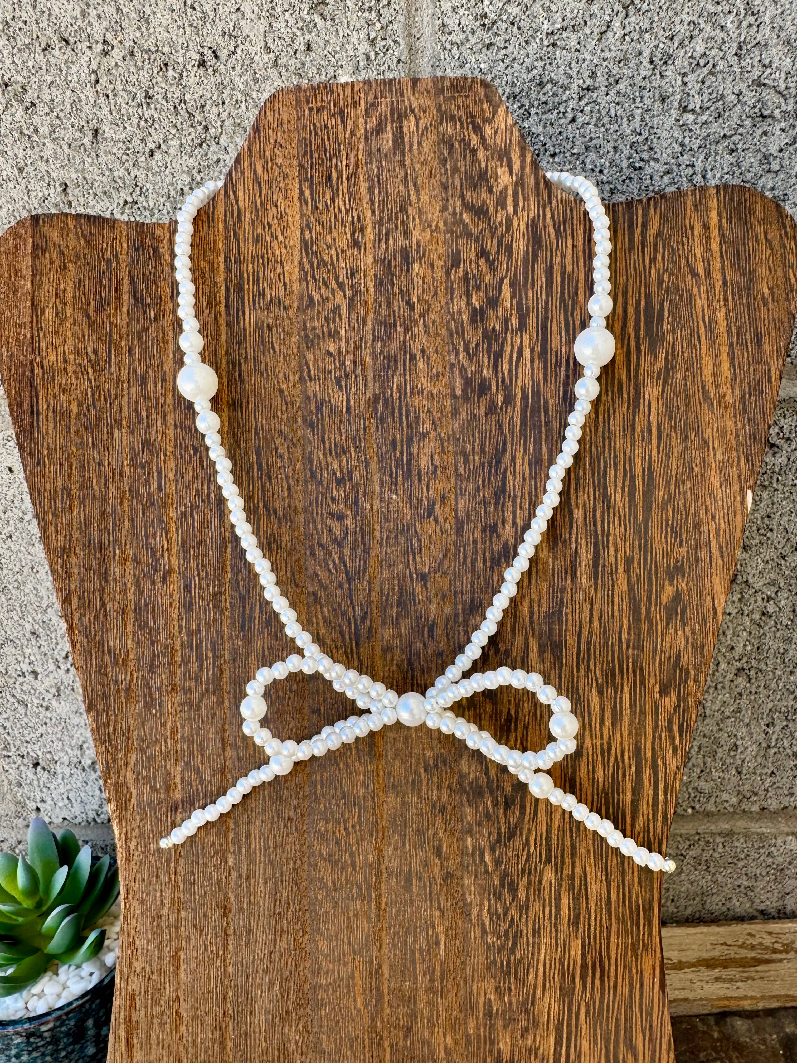 Bowtie Pearl Necklace