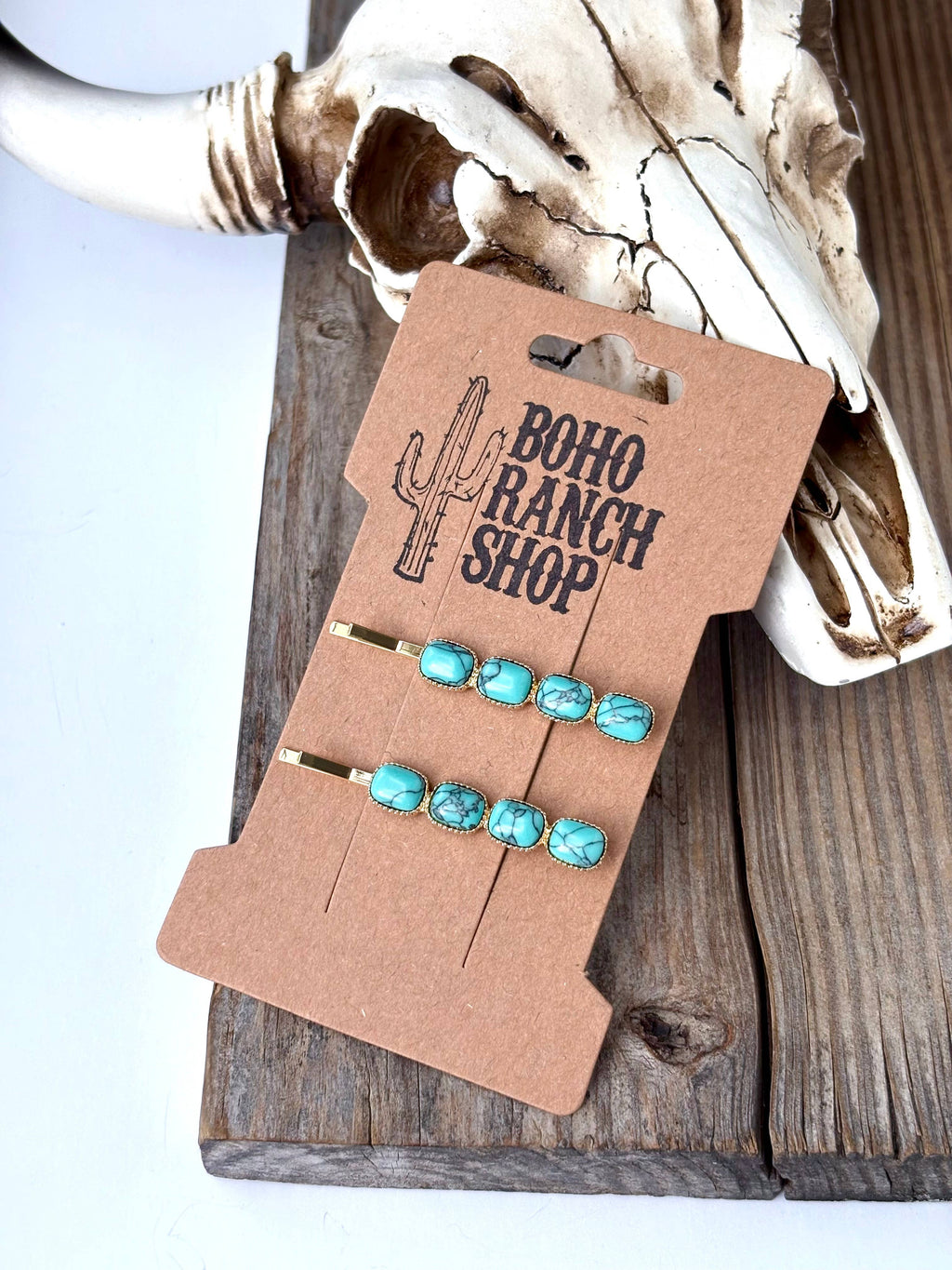 Western Set of 2 Stone Hair Bobby Pins