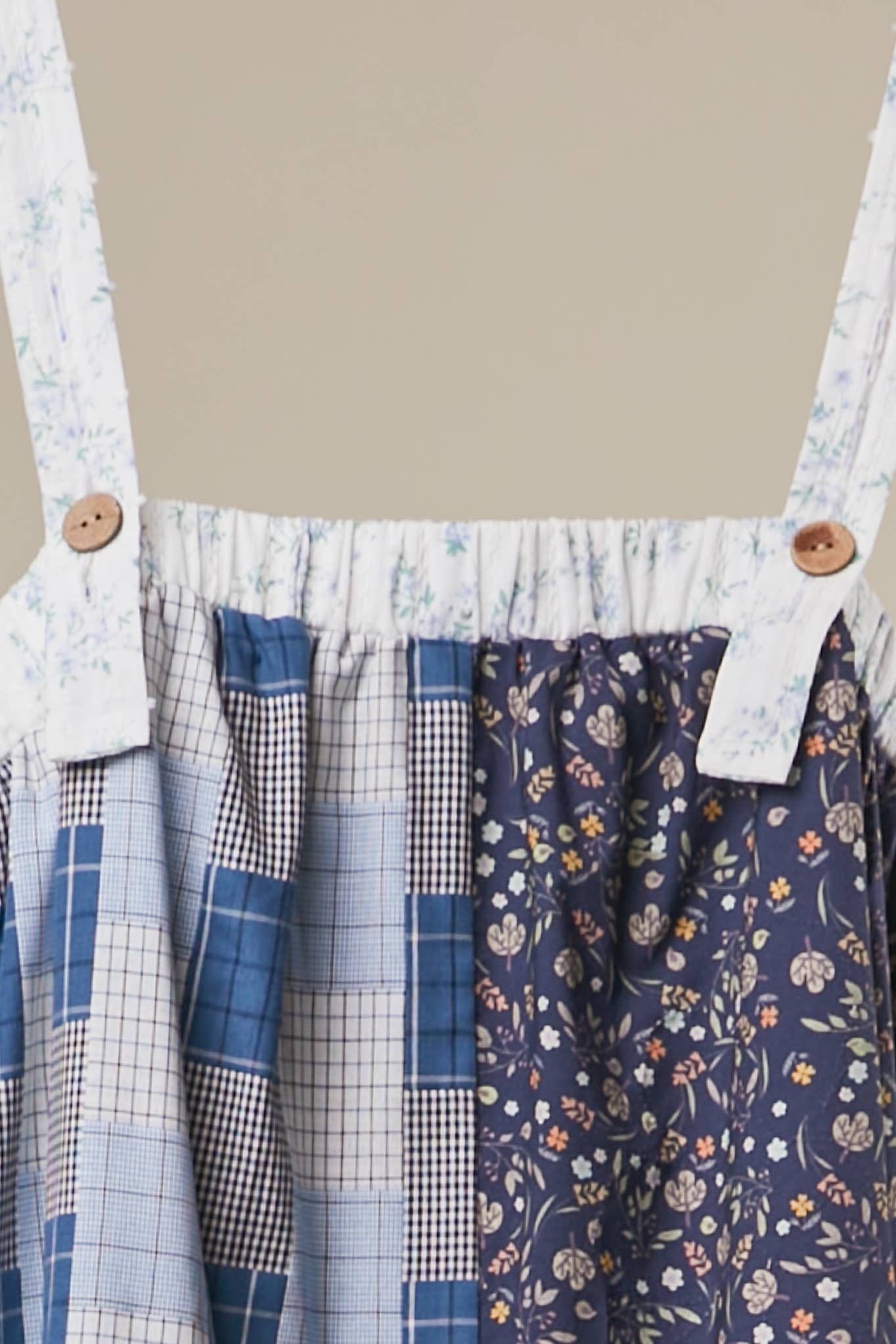 Patchwork Check Floral Tiered Dress