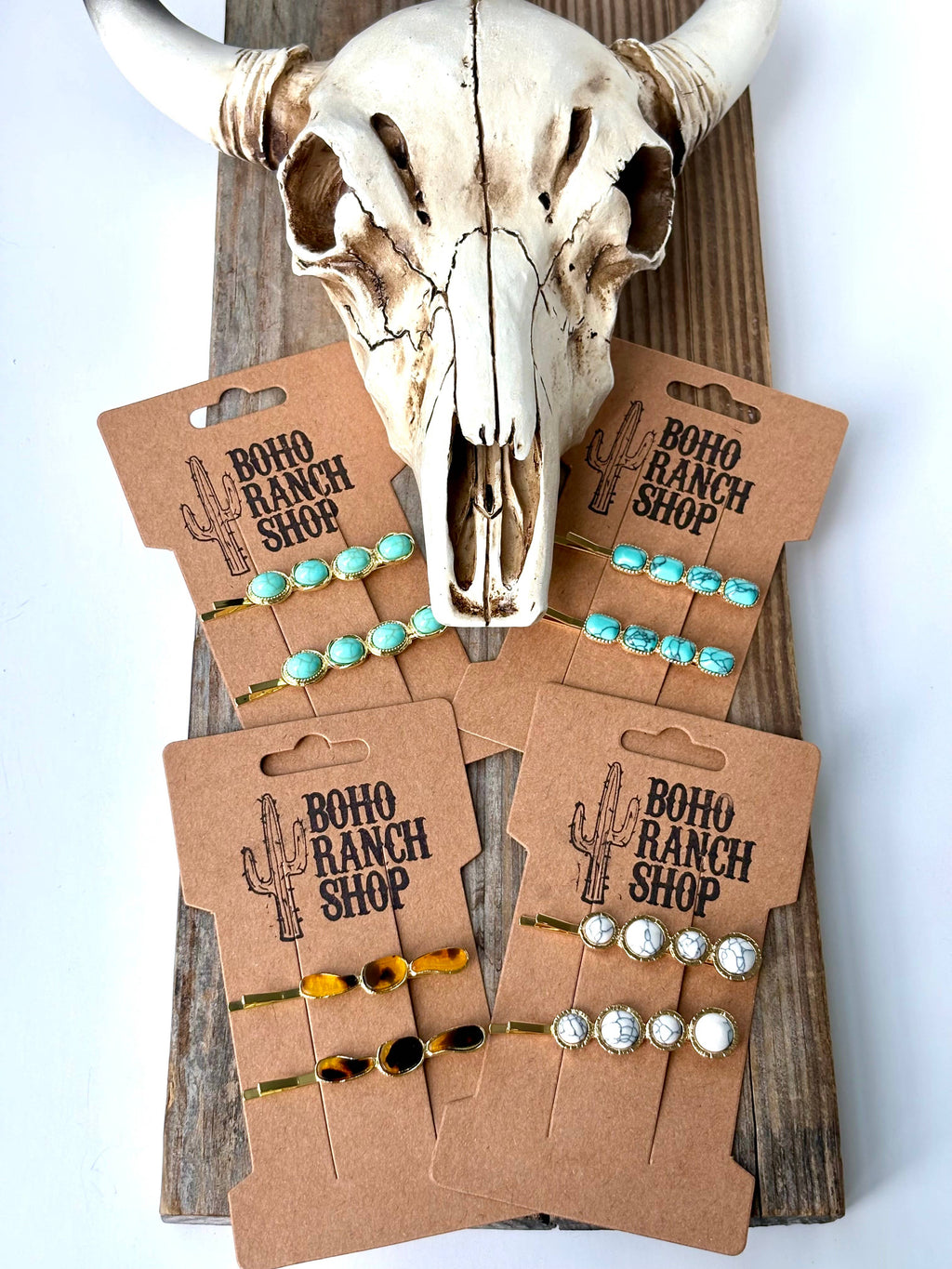 Western Set of 2 Stone Hair Bobby Pins
