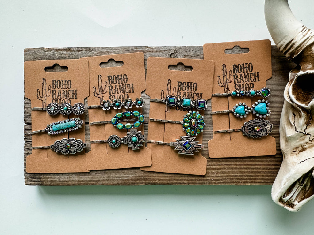 Western Hair Pin 3 Piece Set Bling Bobby Pin