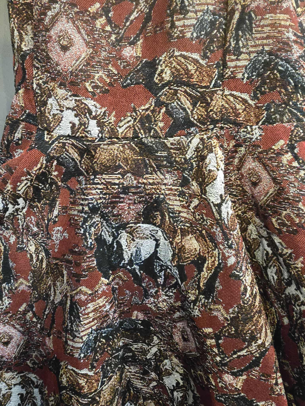 Red Jacquard Horse Flutter Dress