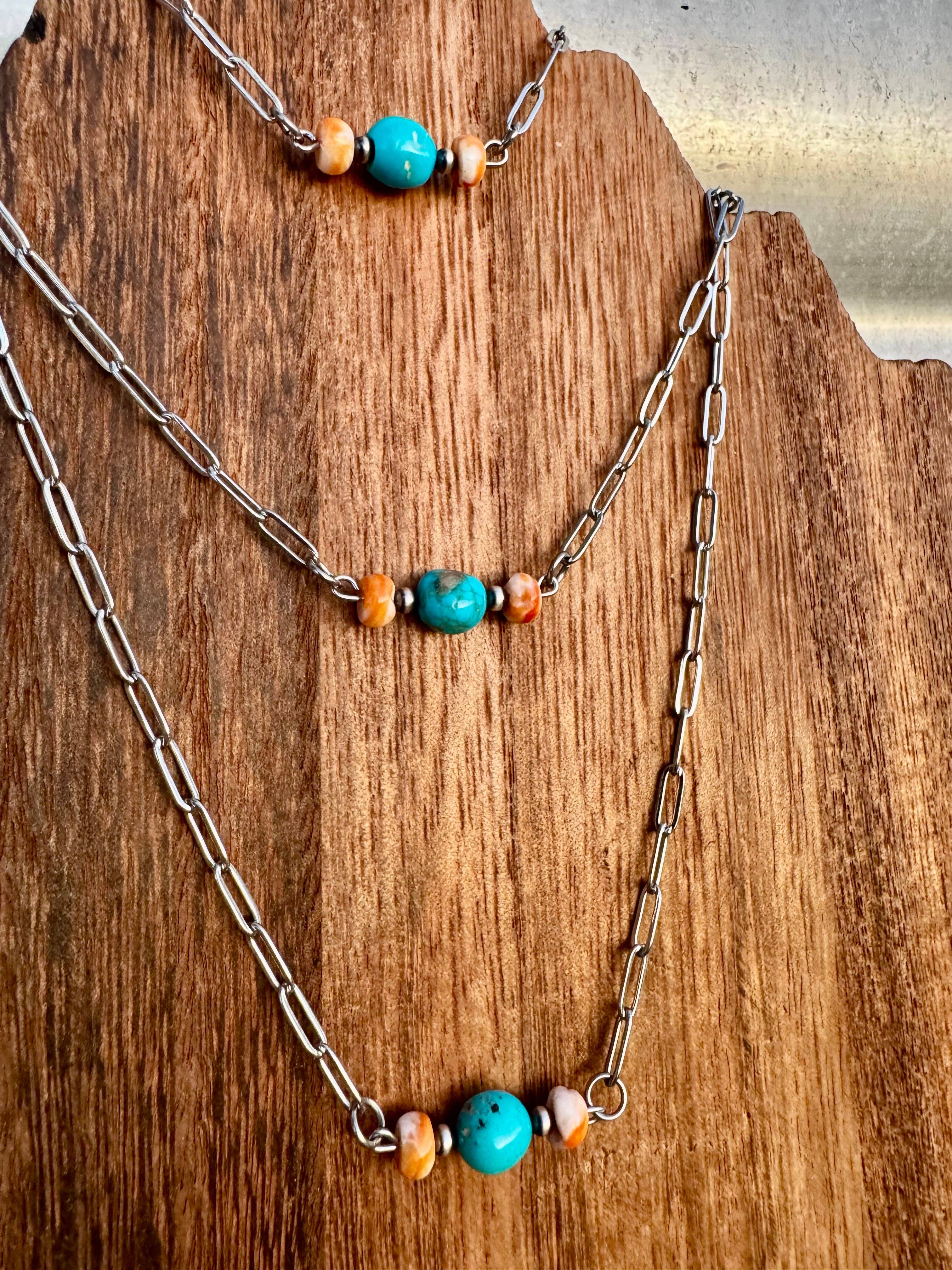 Turquoise Spiny Oyster Choker Navajo Pearl