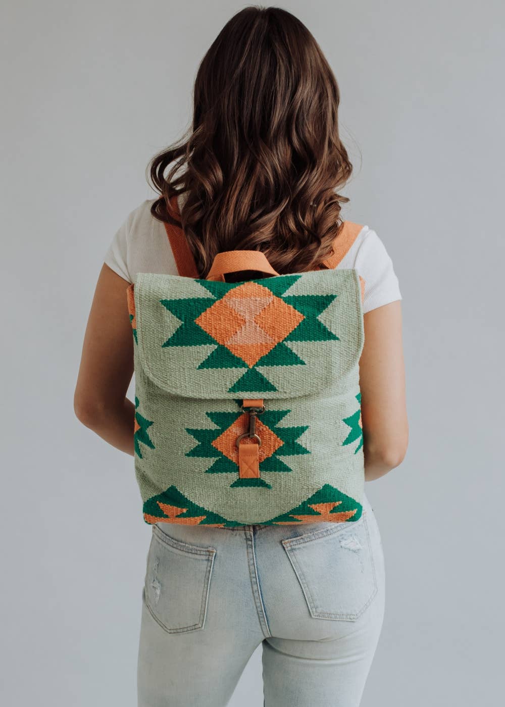 Green, Orange & Pink Aztec Backpack