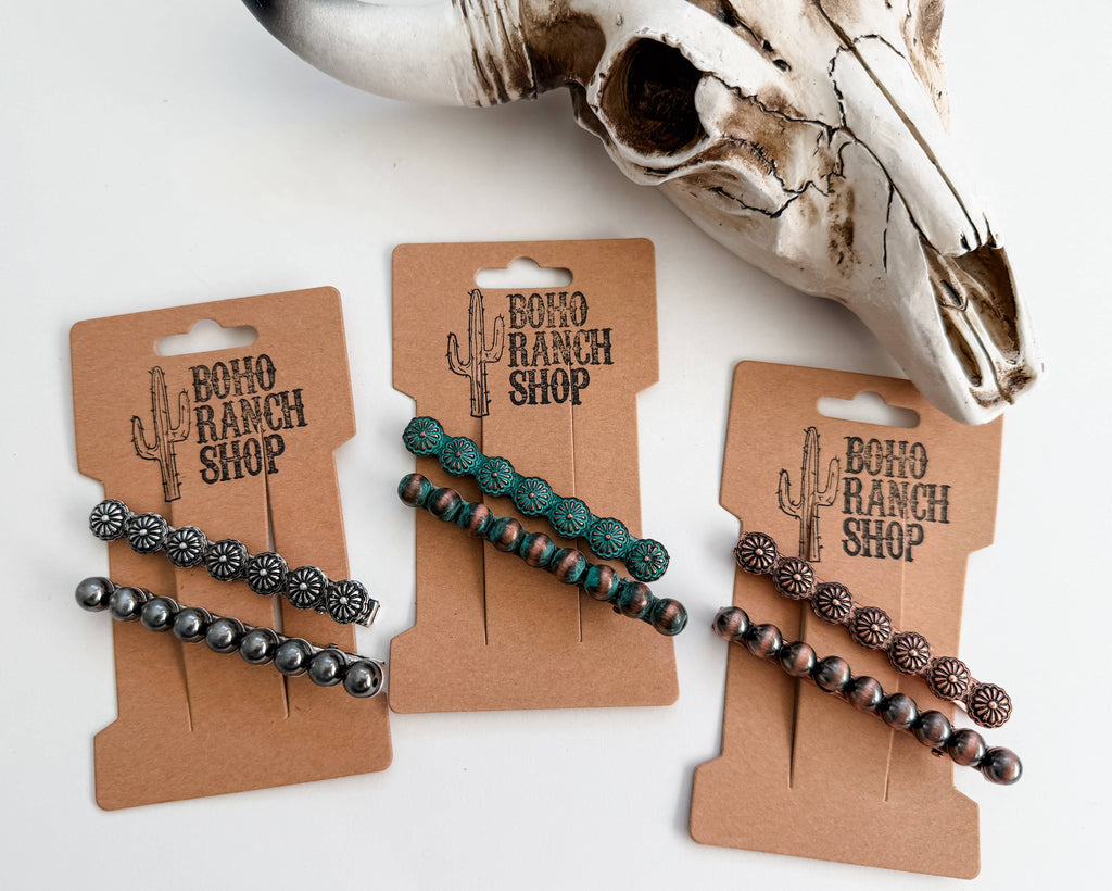 Western Hair Bobby Pin Set - Concho Barrette Pins 