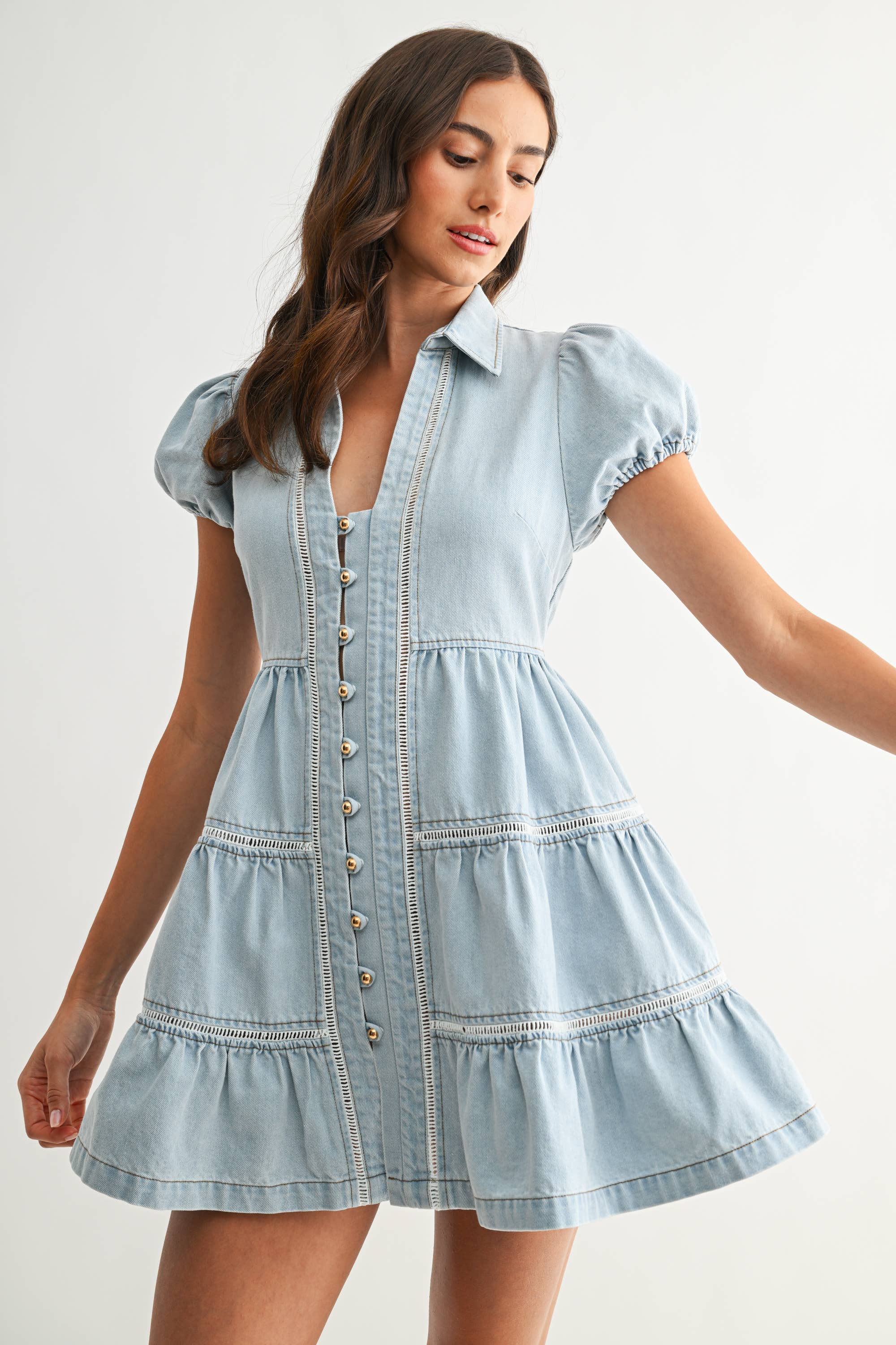 Denim Flutter Dress
