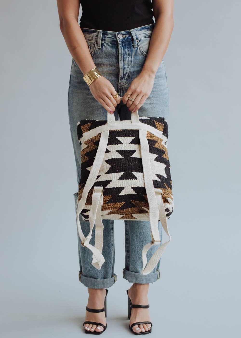 Black, White & Brown Aztec Backpack