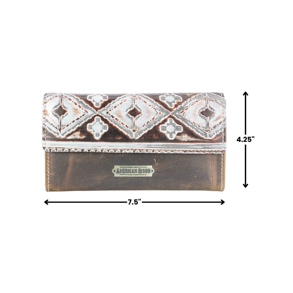 Brown Leather Silver Aztec Clutch