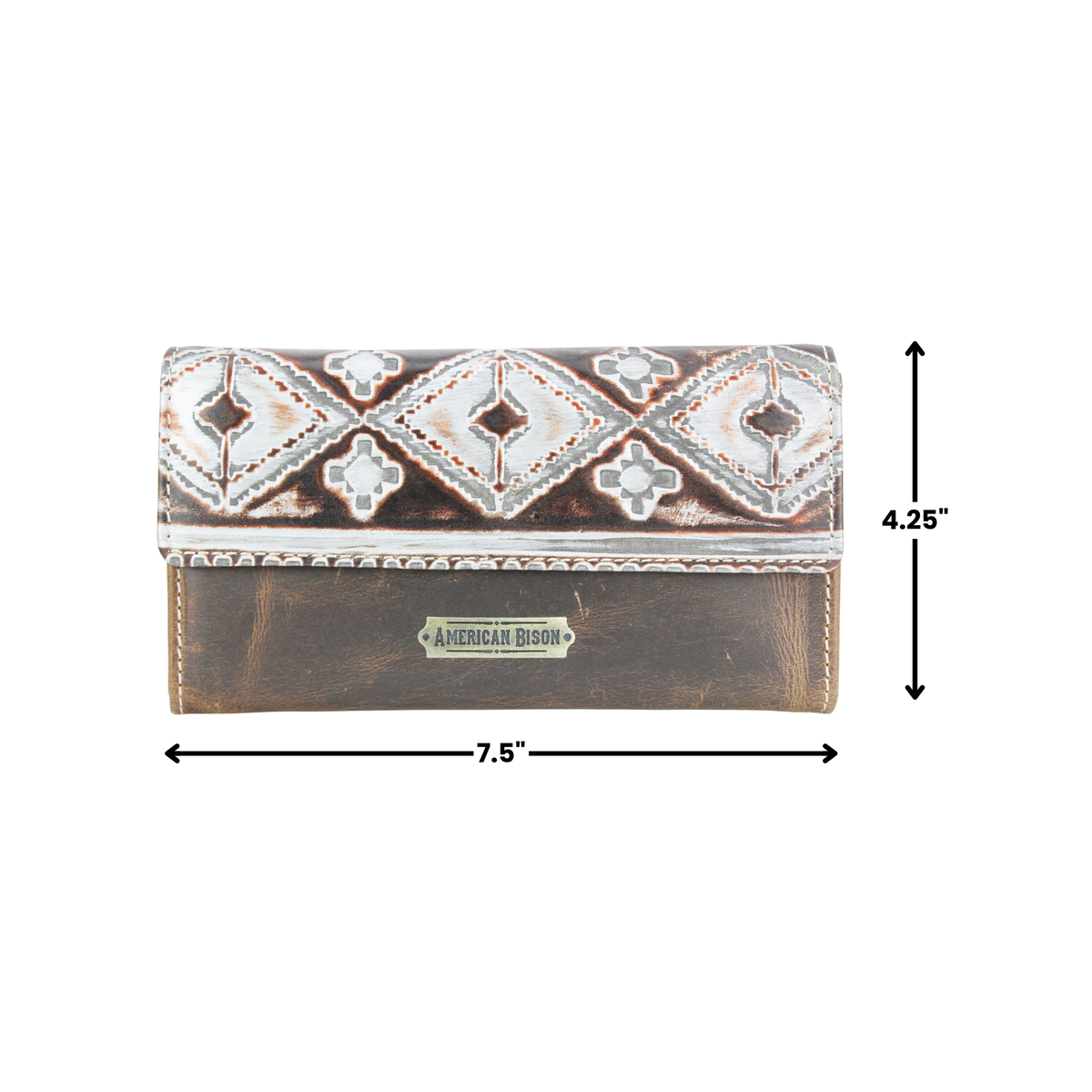 Brown Leather Silver Aztec Clutch