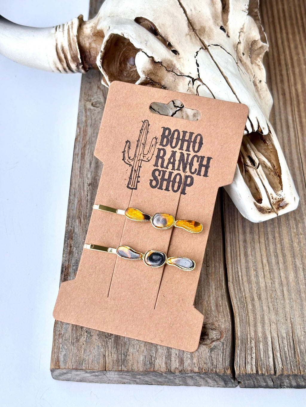 Western Set of 2 Stone Hair Bobby Pins
