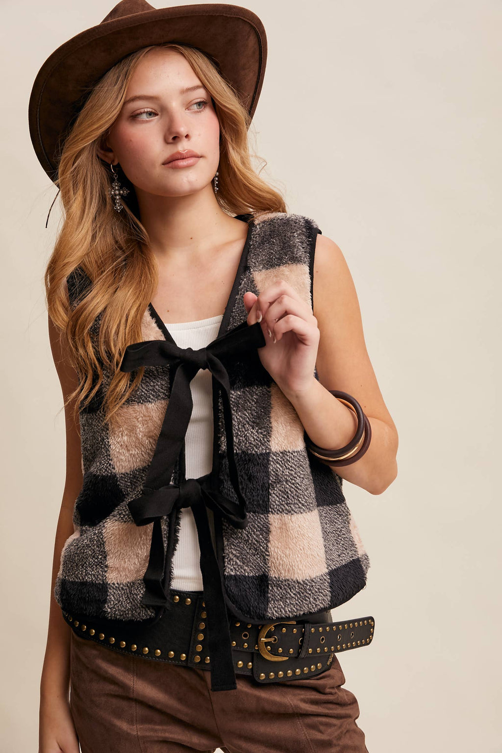 Reversible Tie-Front Fuzzy Vest
