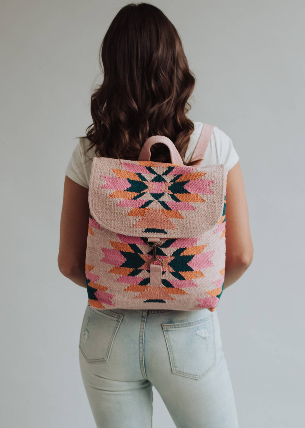 Pink, Teal & Orange Aztec Backpack