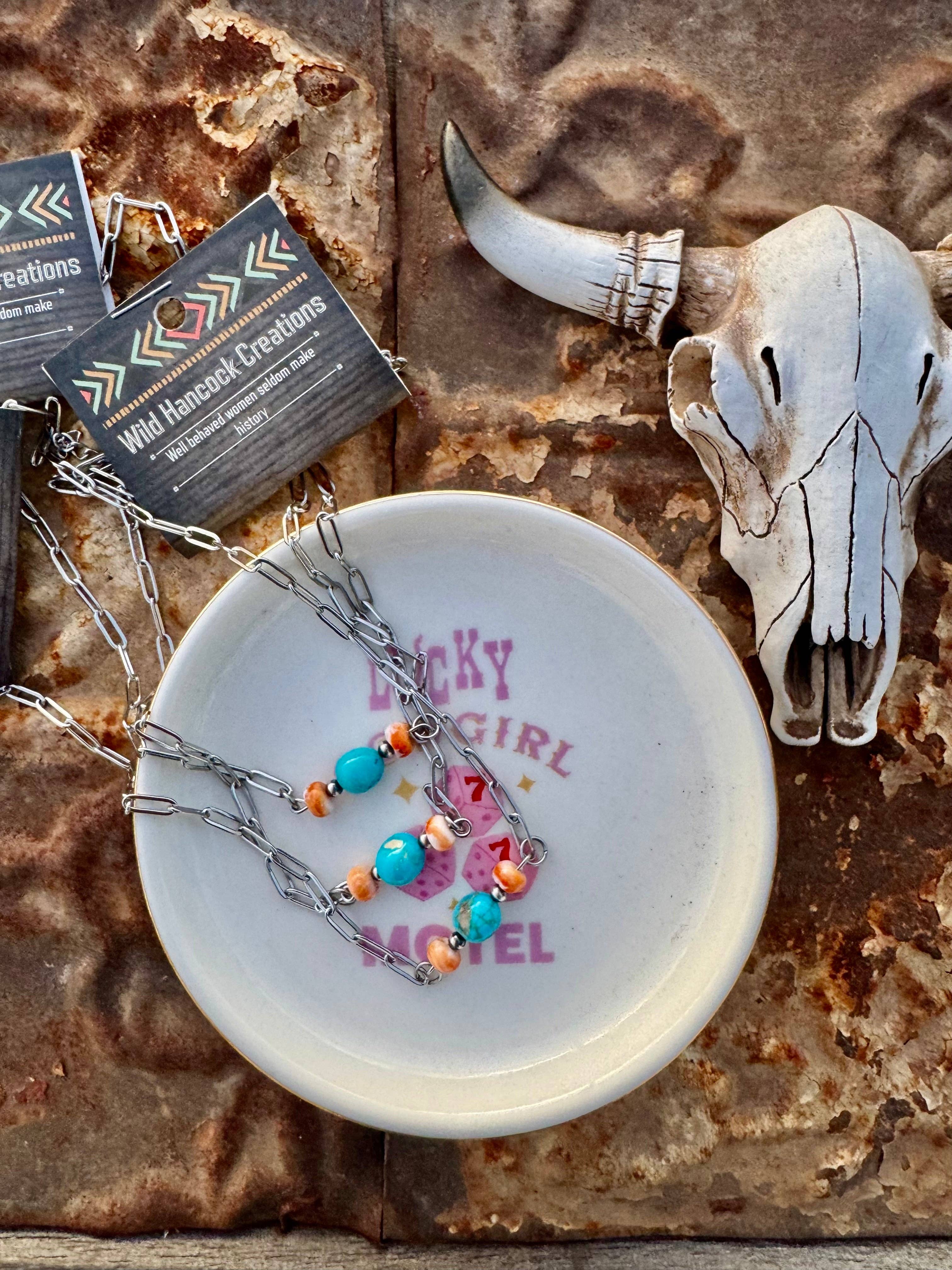 Turquoise Spiny Oyster Choker Navajo Pearl