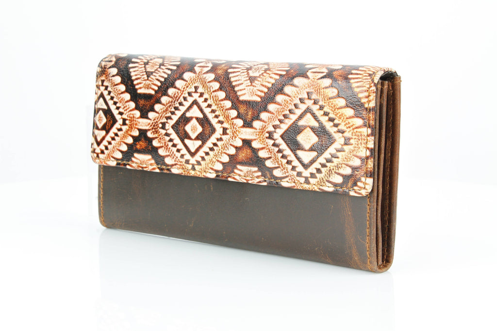 Rustic Tan Aztec Leather Wallet