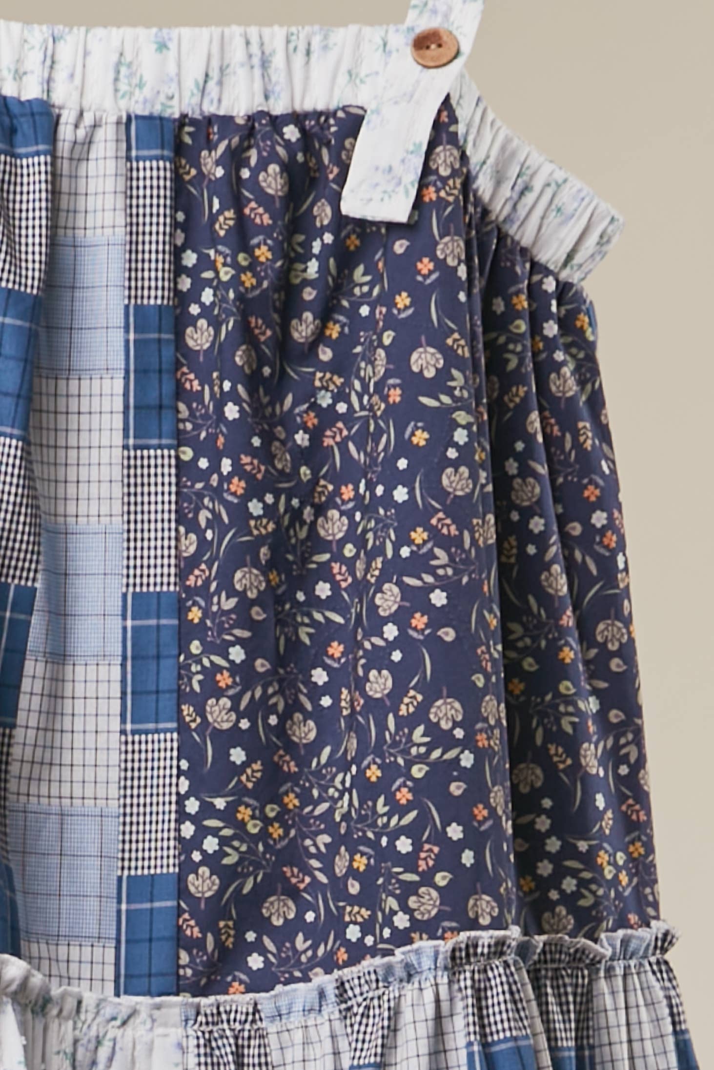 Patchwork Check Floral Tiered Dress