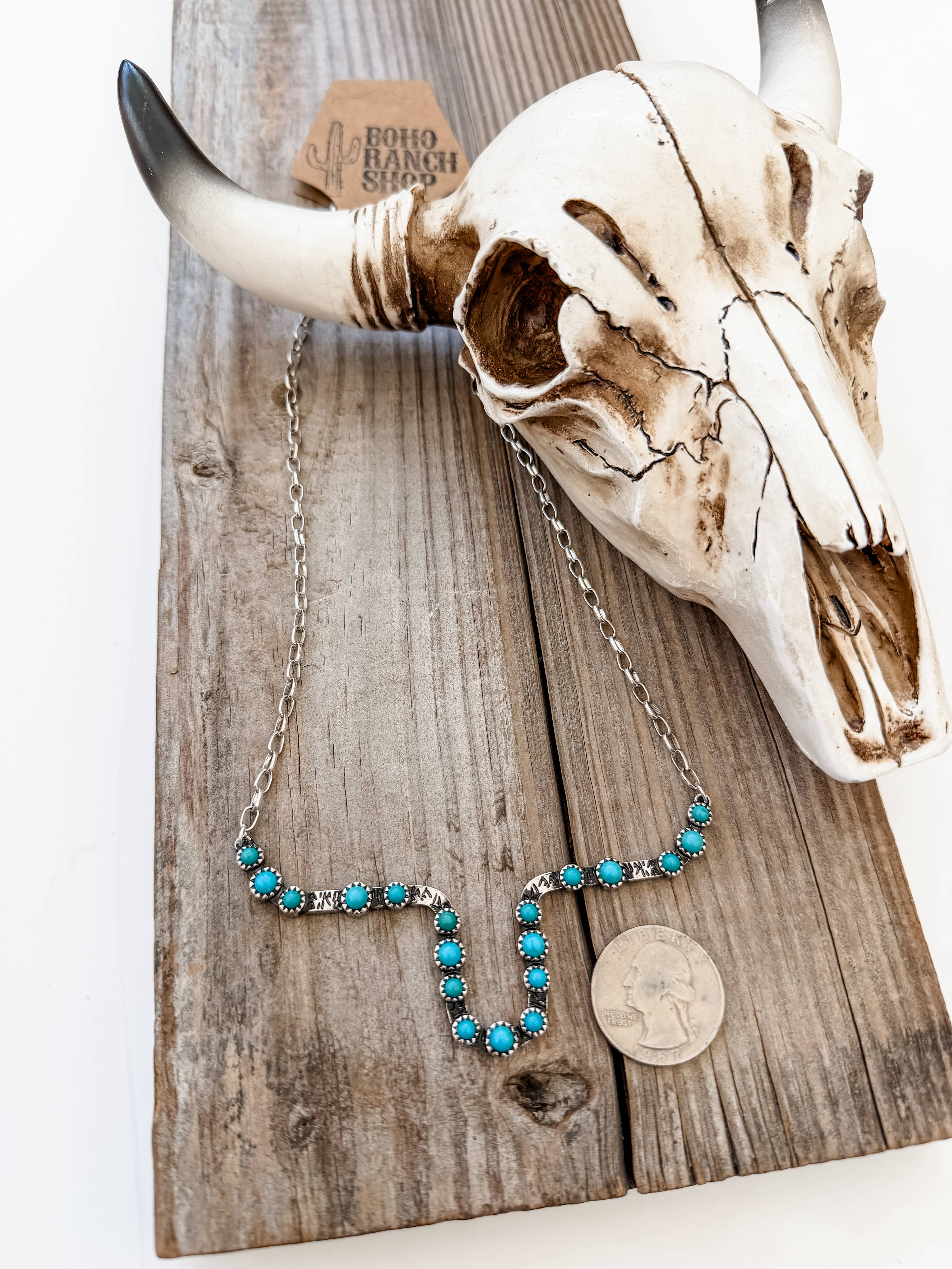 Western SteerHead Stone Necklace