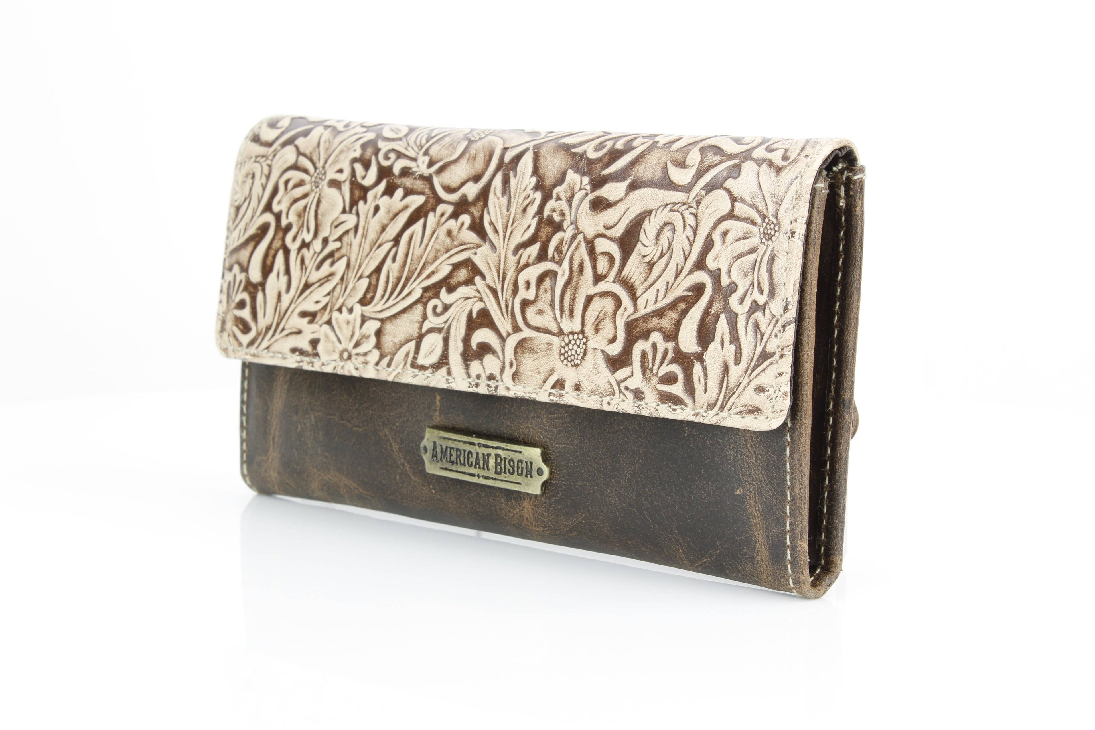 Brown Leather Leaf Clutch