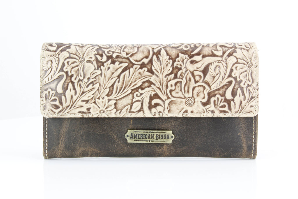 Brown Leather Leaf Clutch