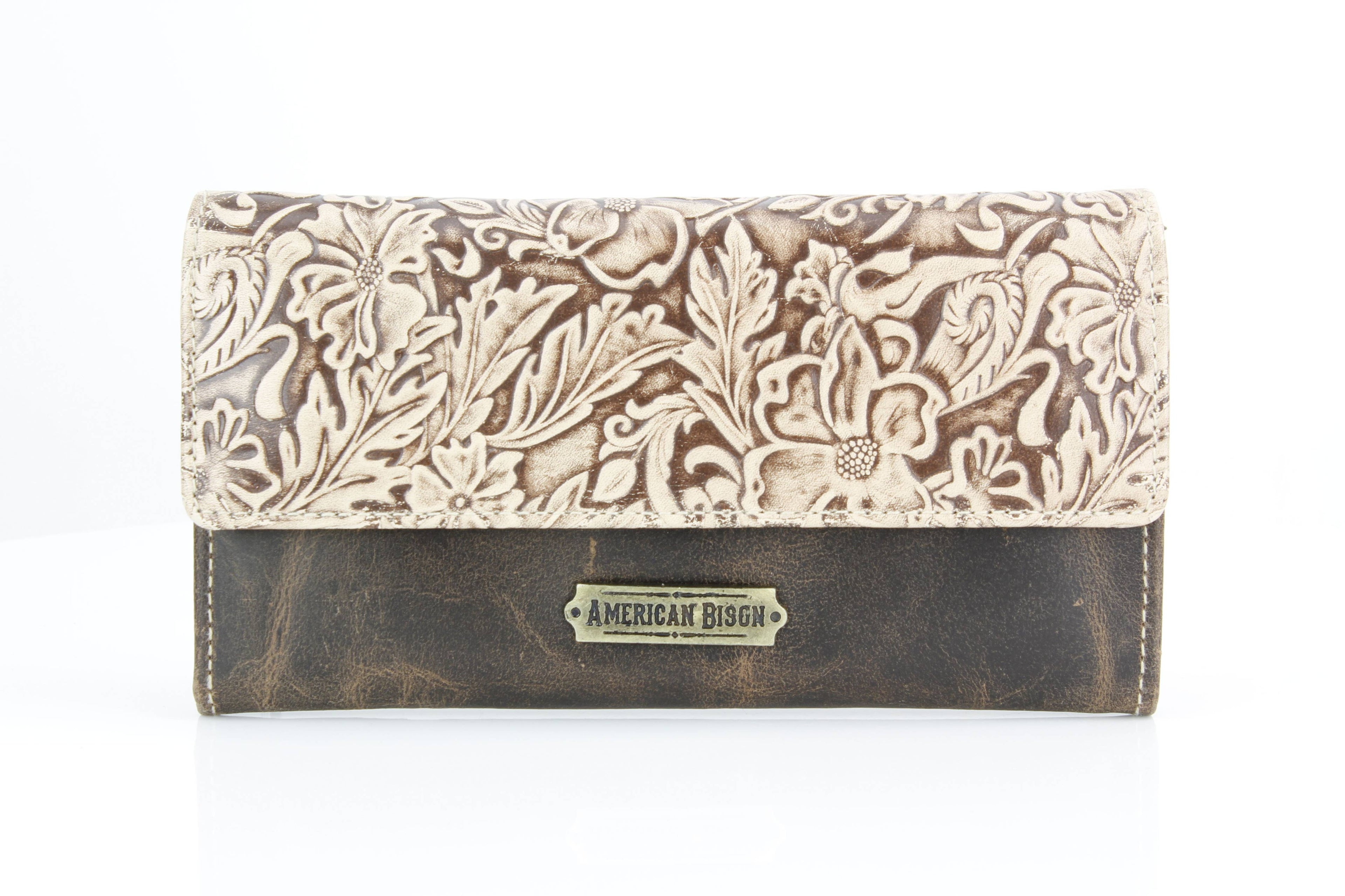 Brown Leather Leaf Clutch