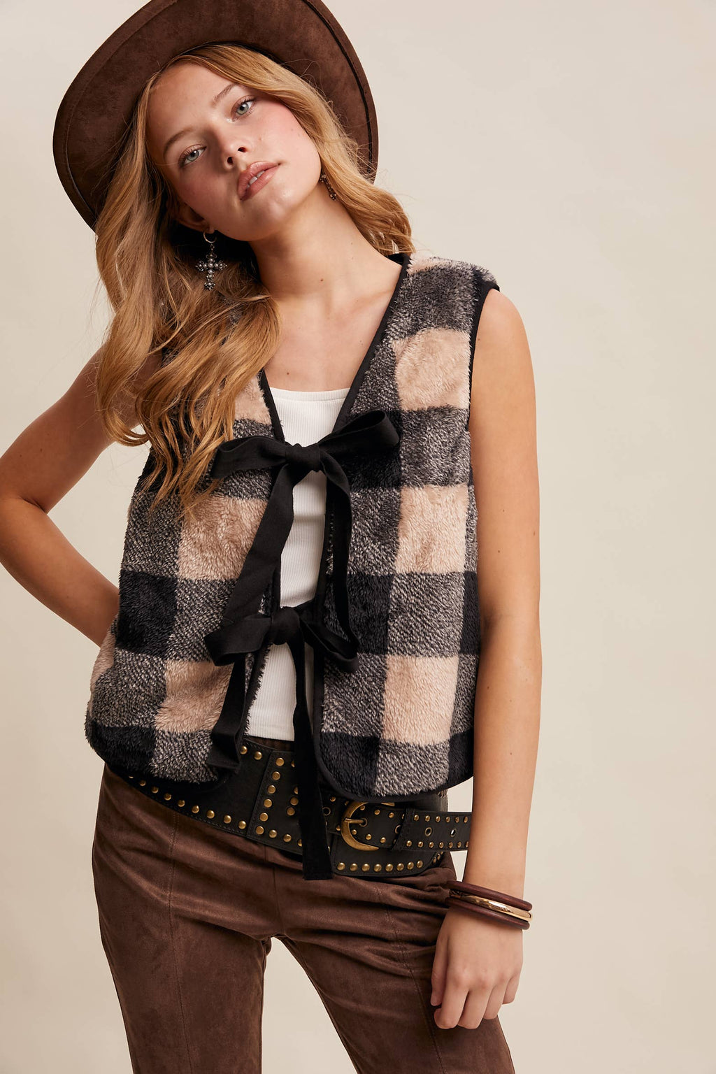 Reversible Tie-Front Fuzzy Vest