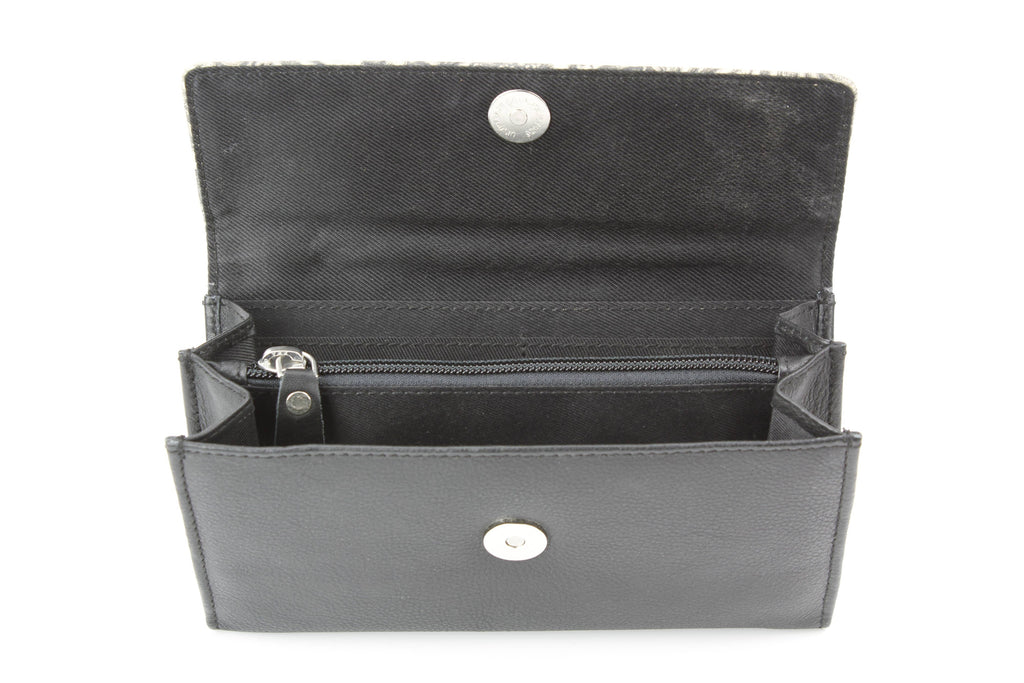 Grey Aztec Leather Clutch Wallet
