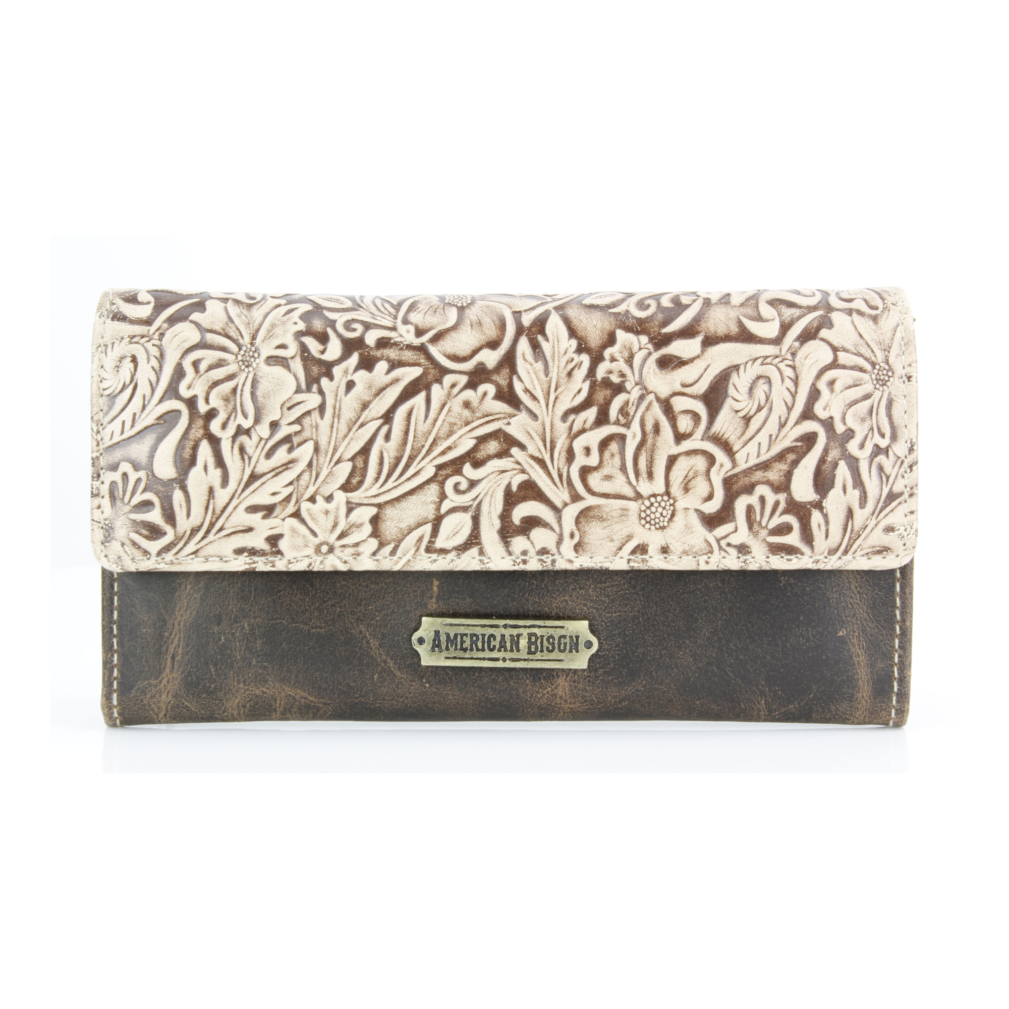 Brown Leather Leaf Clutch