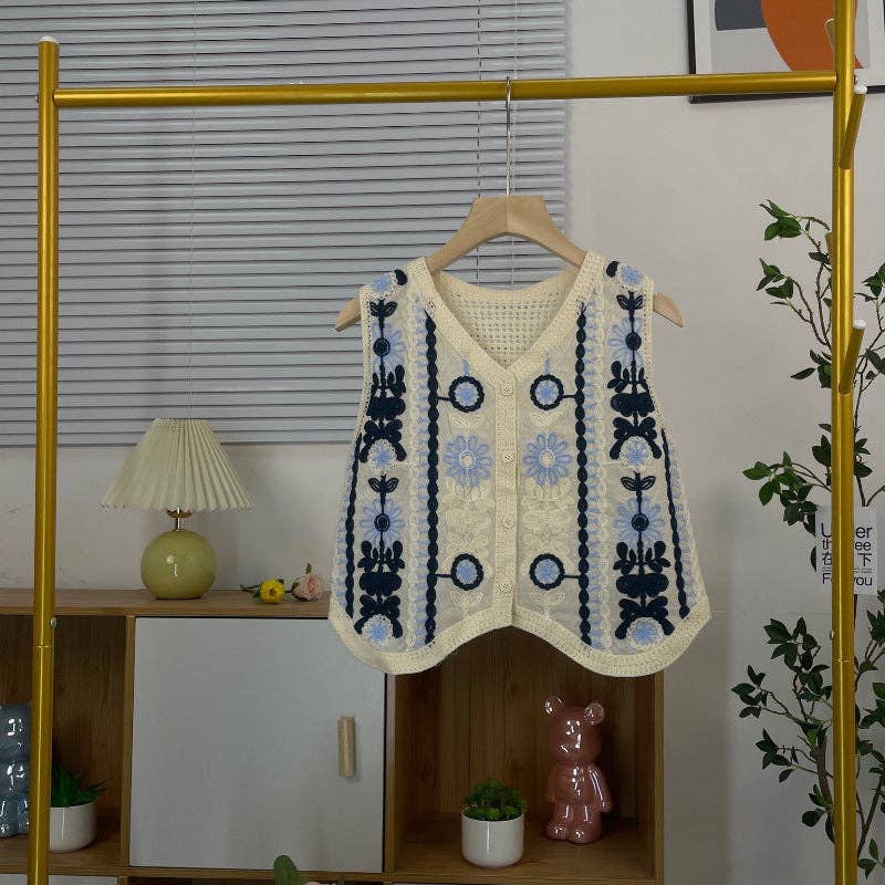 Vintage Hollow-Out Crochet Floral Vest