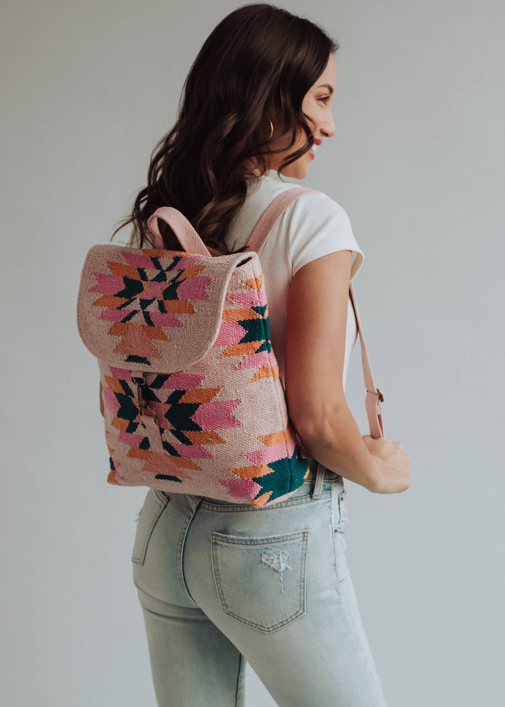 Pink, Teal & Orange Aztec Backpack