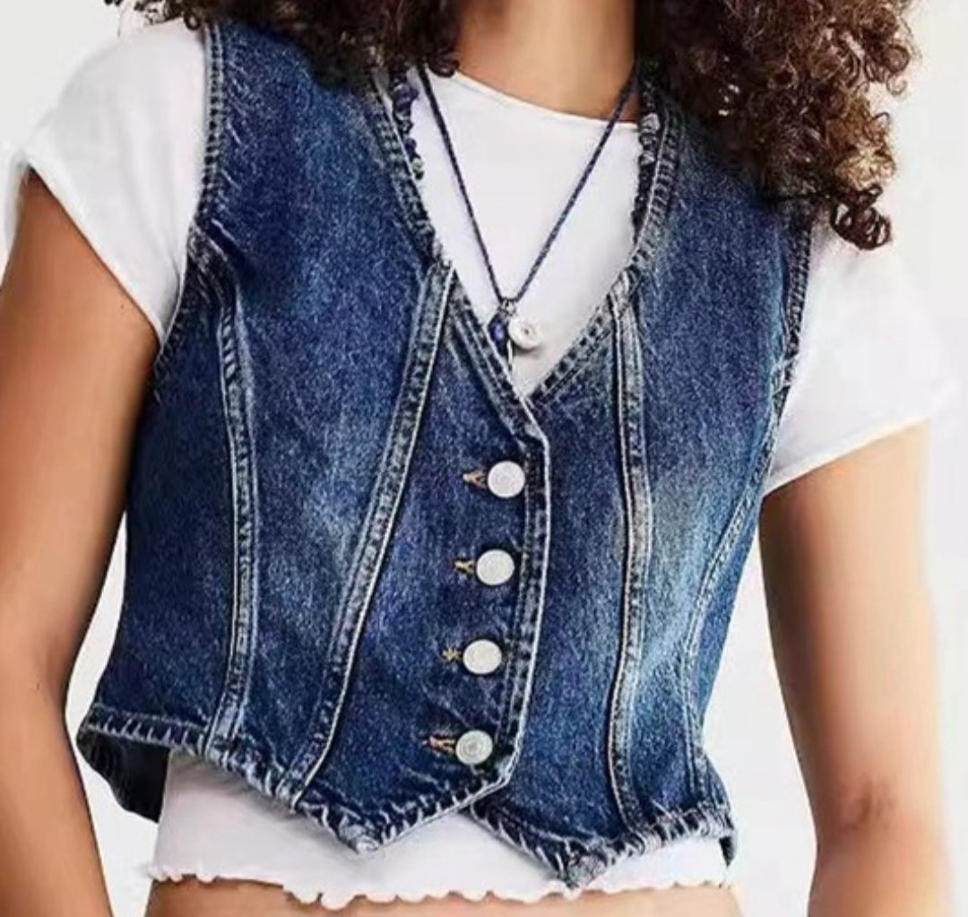 Dark Wash Denim Vest