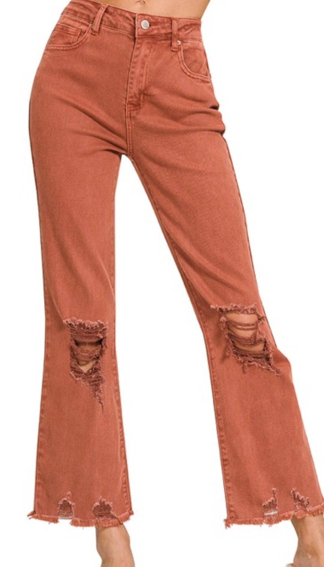Rust Distressed Denim Straight