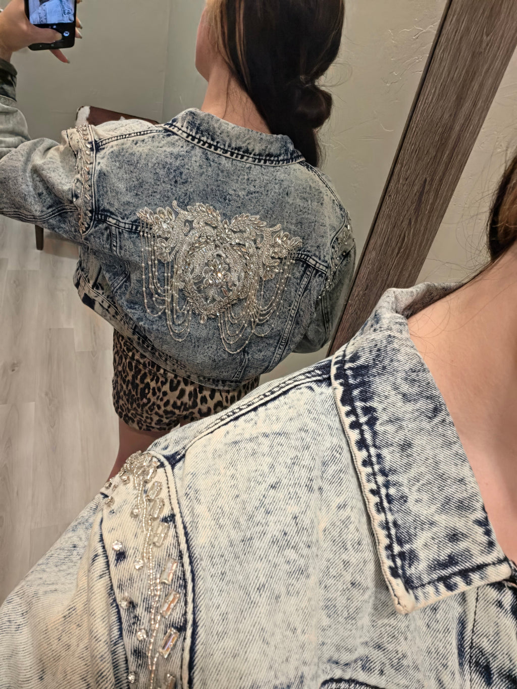 Rhinestone and Peal Denim Jacket